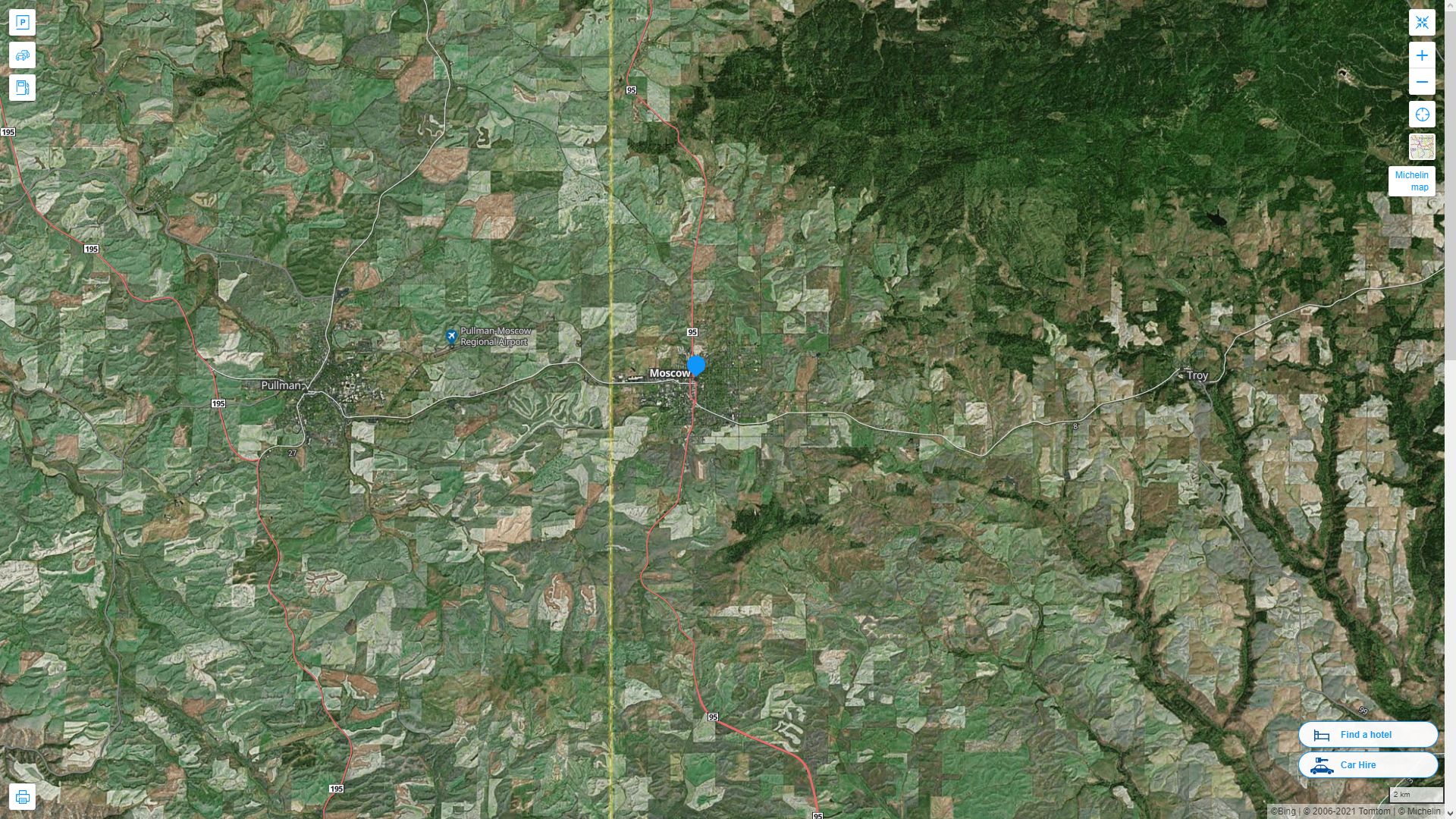 Moscow idaho Highway and Road Map with Satellite View